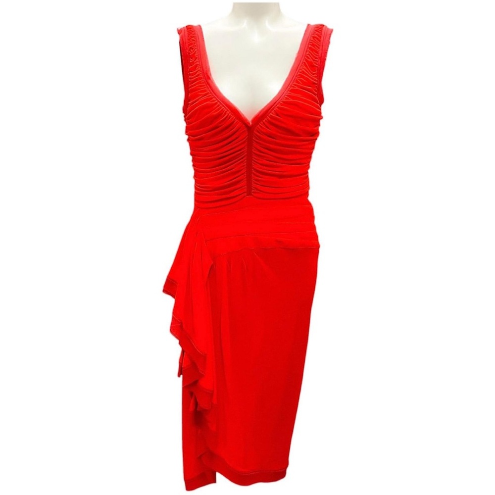 Elegant Red/Orange Zac Posen  Sleeveless Dress